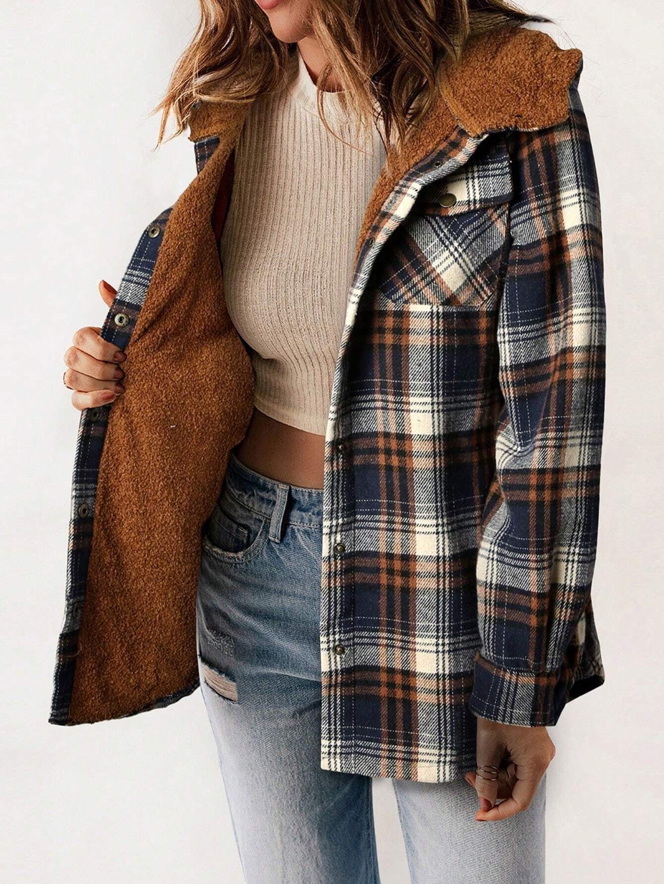 Cozy Plaid Teddy Jacket