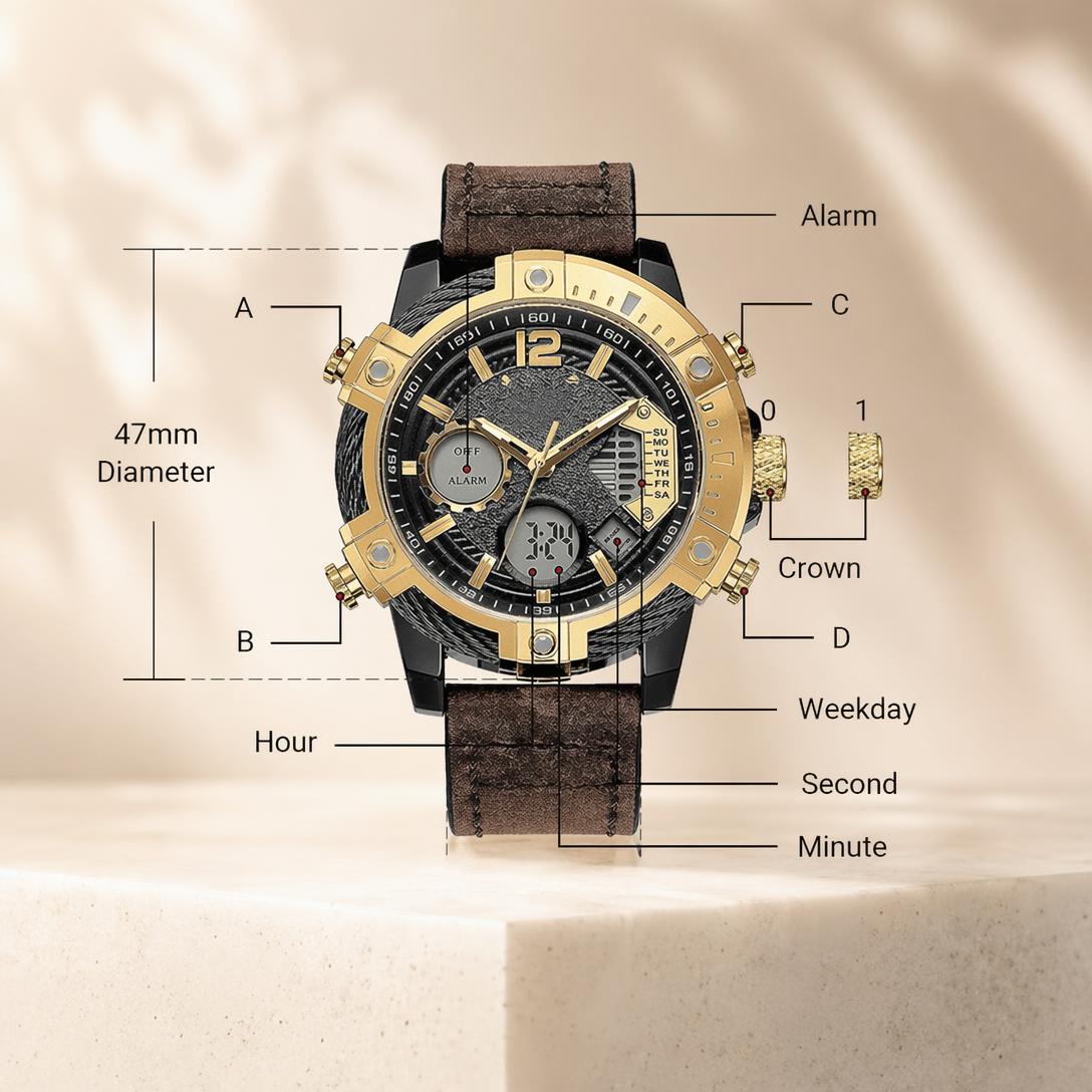 Men's Dual Display Quartz Watch