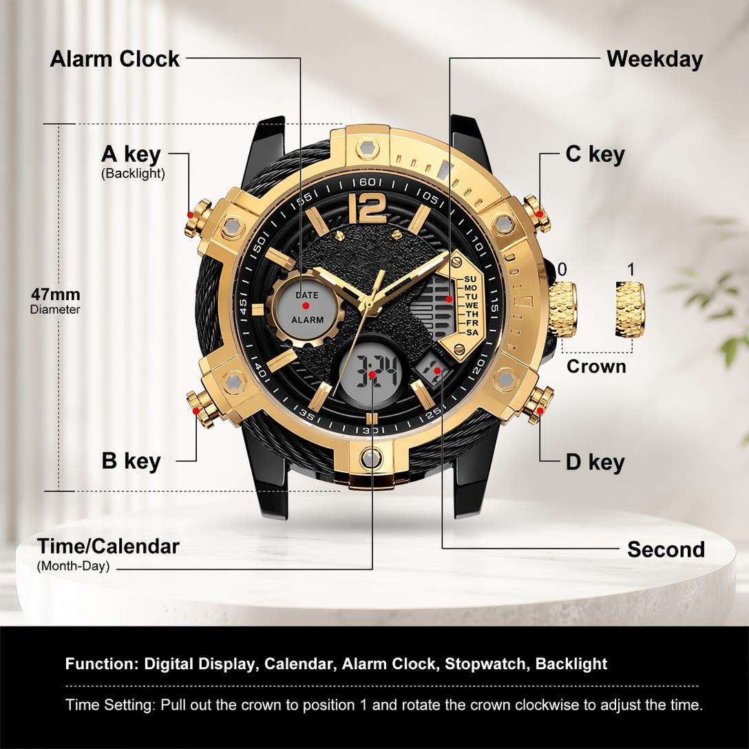 Men's Dual Display Quartz Watch