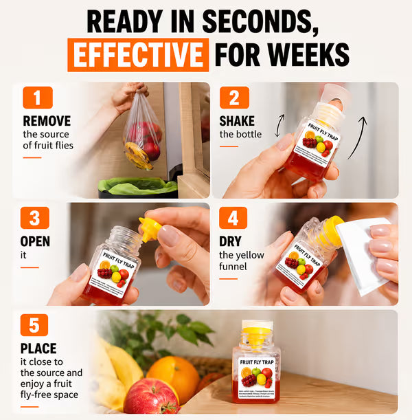 🔥Ultra-Strong Fruit Fly Trap - User Friendly (Up to 3 Weeks per Bottle)