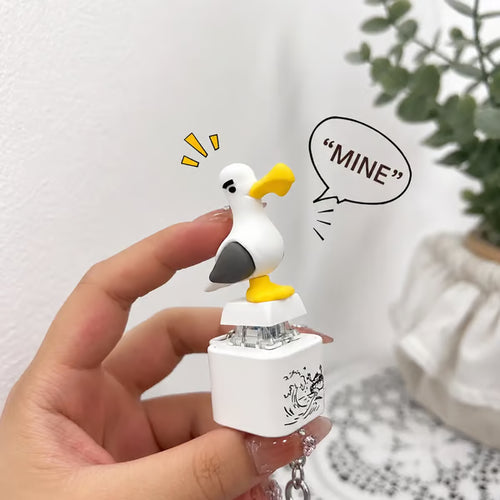 😆Seagull MINE! Button Keychain-Real Sound & LED Light