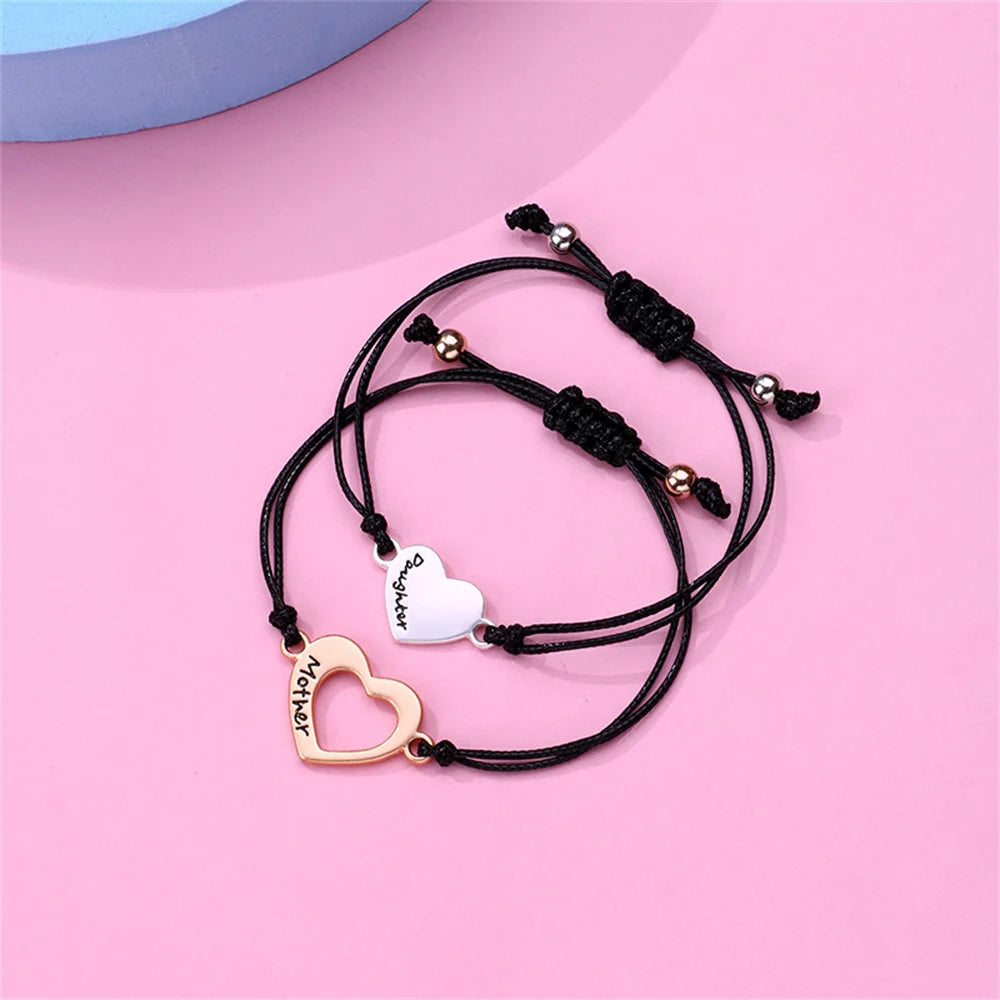 Custom Name Hollow Heart Bracelet - Mother & Daughter