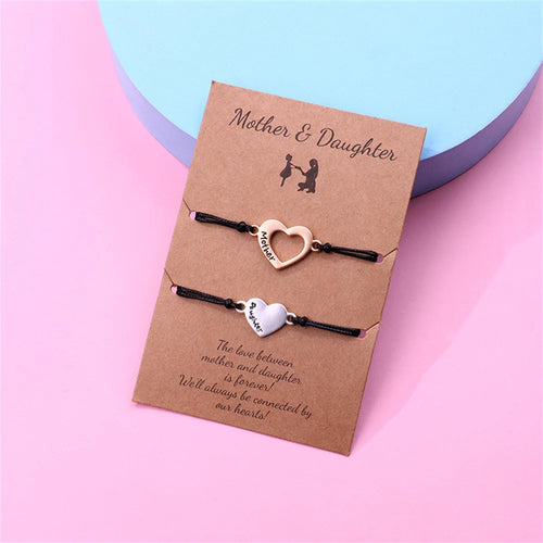 Custom Name Hollow Heart Bracelet - Mother & Daughter