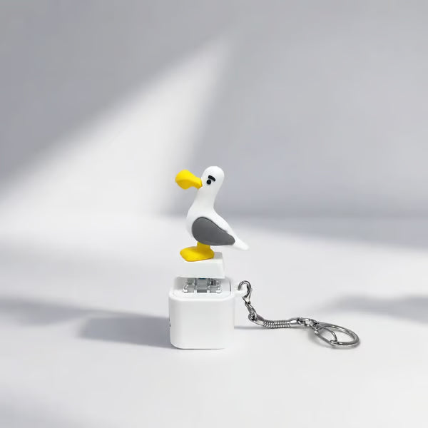 😆Seagull MINE! Button Keychain-Real Sound & LED Light