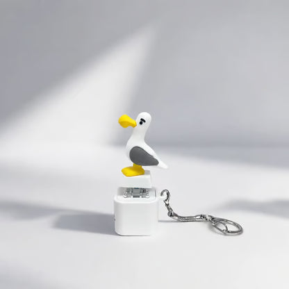 😆Seagull MINE! Button Keychain-Real Sound & LED Light