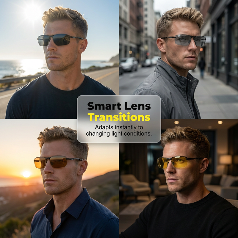 🎁New Arrival 50% OFF💥Men & Women Photochromic Sunglasses with Polarized Anti-Glare Lenses